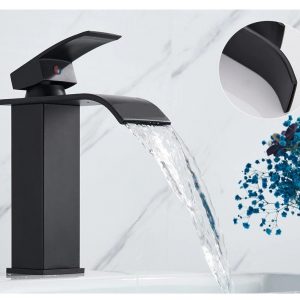 Robinet mitigeur de bain-douche noir chromé sur pied, salle de bains,  baignoire-douche, robinet pivotant bec cascade grue autoportante